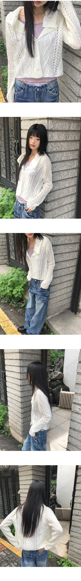 Wayson High Neck Twisted Long Sleeve Knitwear Cardigan