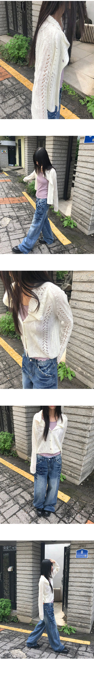 Wayson High Neck Twisted Long Sleeve Knitwear Cardigan