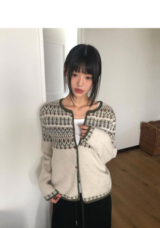 Sone Nordic Round Neck Long Sleeve Knitwear Cardigan