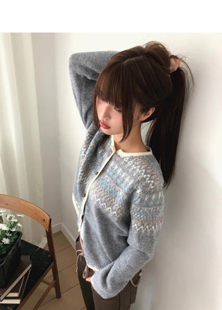 Sone Nordic Round Neck Long Sleeve Knitwear Cardigan