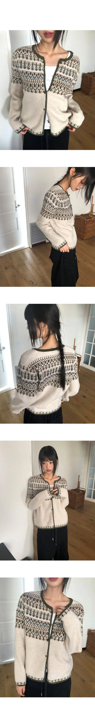 Sone Nordic Round Neck Long Sleeve Knitwear Cardigan