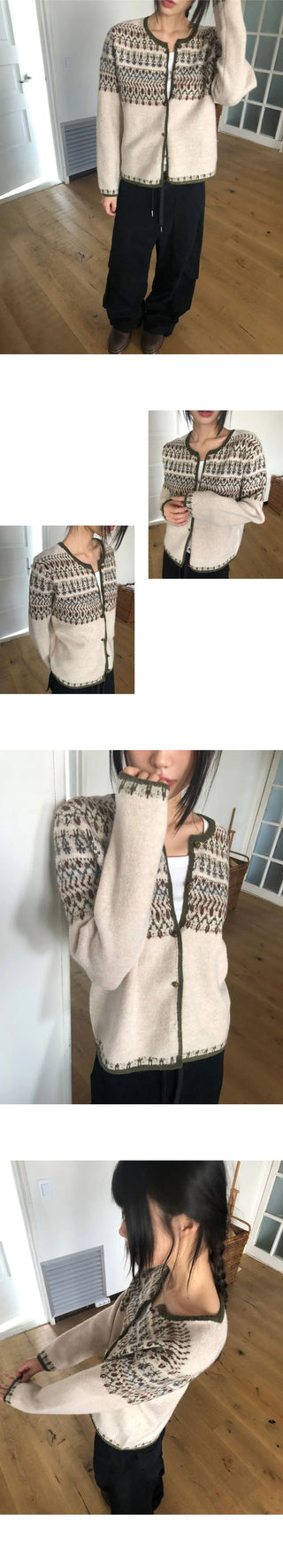 Sone Nordic Round Neck Long Sleeve Knitwear Cardigan