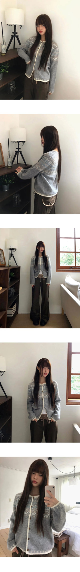 Sone Nordic Round Neck Long Sleeve Knitwear Cardigan