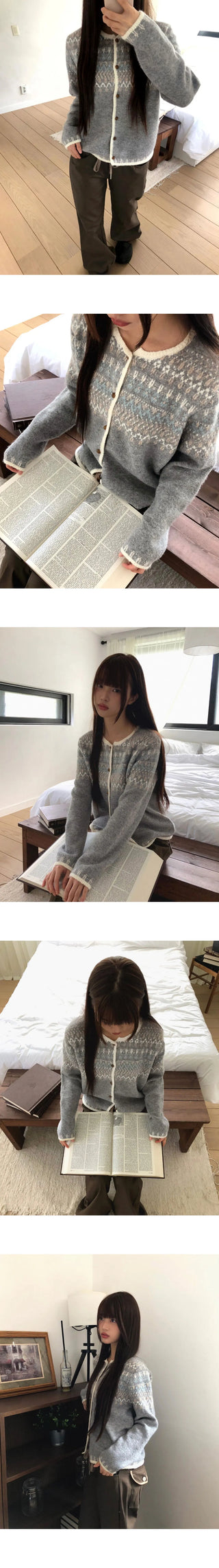 Sone Nordic Round Neck Long Sleeve Knitwear Cardigan