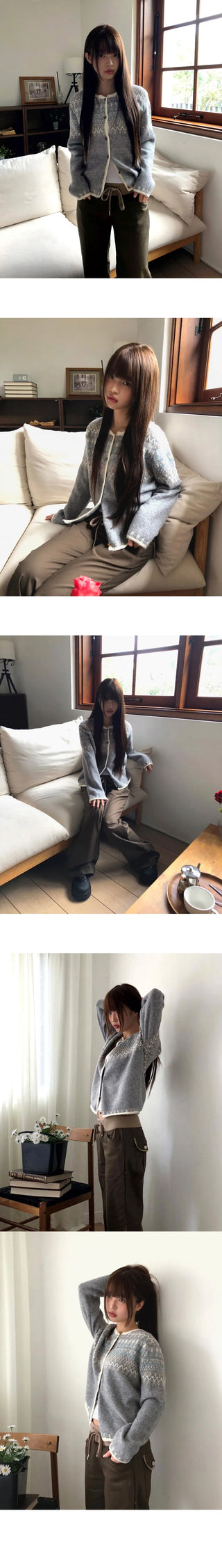 Sone Nordic Round Neck Long Sleeve Knitwear Cardigan