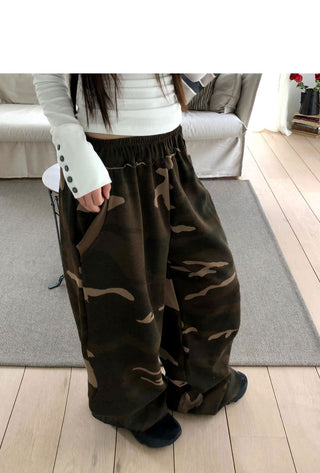 Zerb Camo Banding Pocket Wide-Fit Training Long Pants