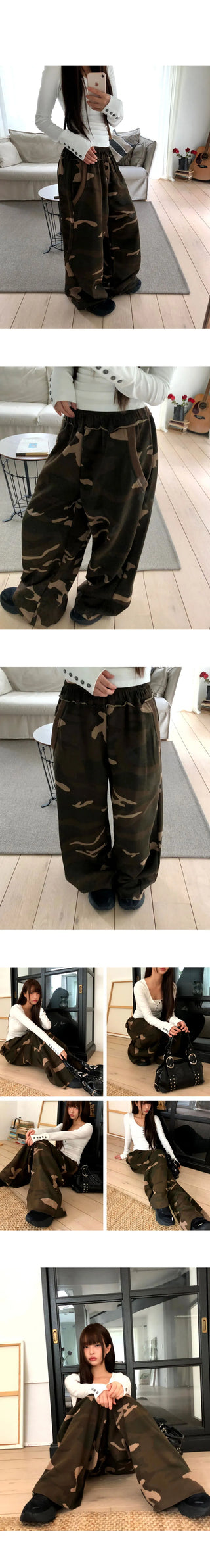 Zerb Camo Banding Pocket Wide-Fit Training Long Pants