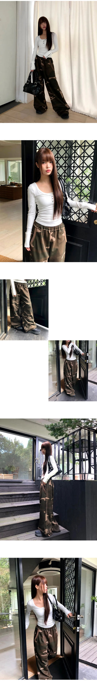 Zerb Camo Banding Pocket Wide-Fit Training Long Pants