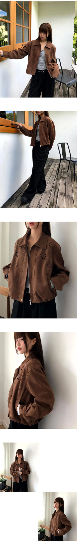 Cyan Suede Punching Collar Pocket Jacket