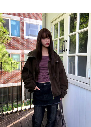 Huem Split string pocket Loose-fit hooded Jacket