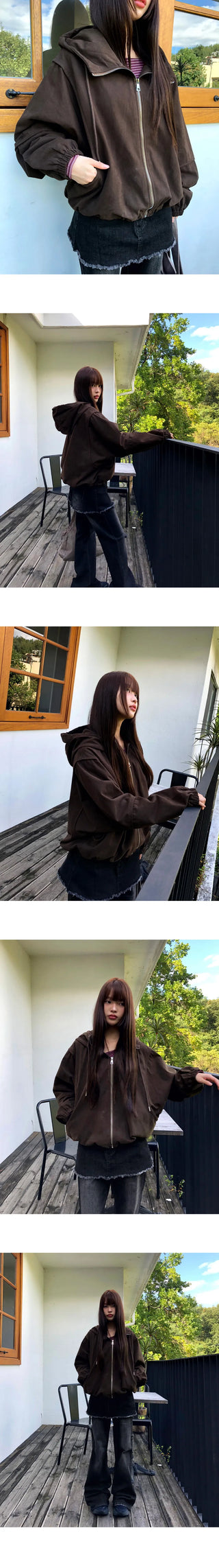 Huem Split string pocket Loose-fit hooded Jacket