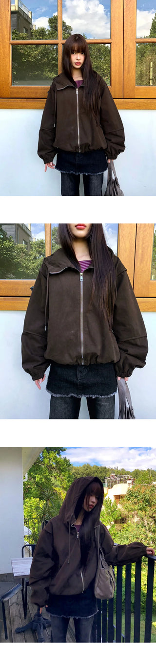 Huem Split string pocket Loose-fit hooded Jacket