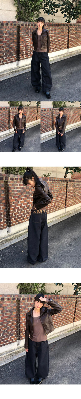 Dune Collar Zipper Pocket Biker Faded Leather Jacket