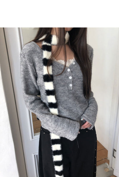 Tomin Stripe Color Block Knitwear Muffler