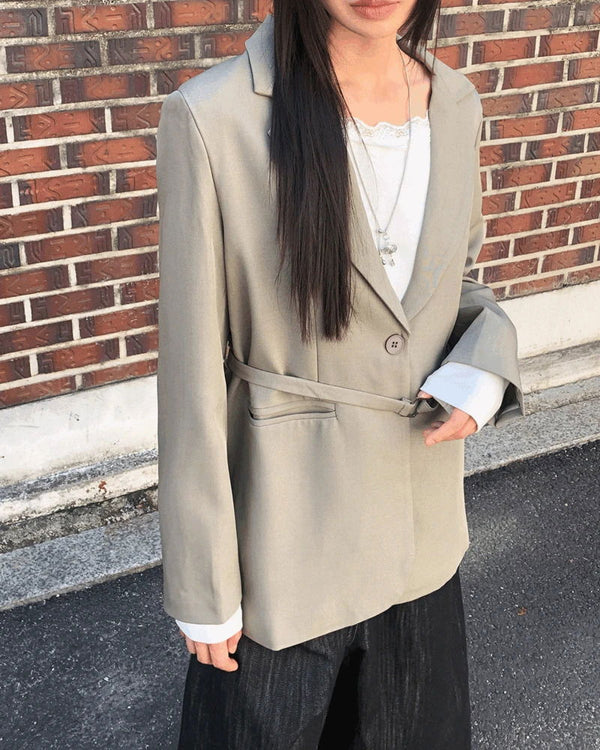 Vichy lapel collar oversized blazer jacket