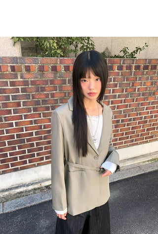 Vichy lapel collar oversized blazer jacket