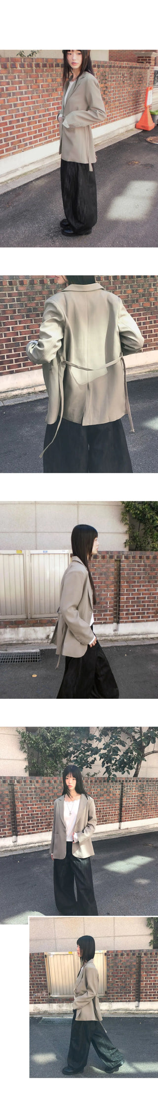 Vichy lapel collar oversized blazer jacket