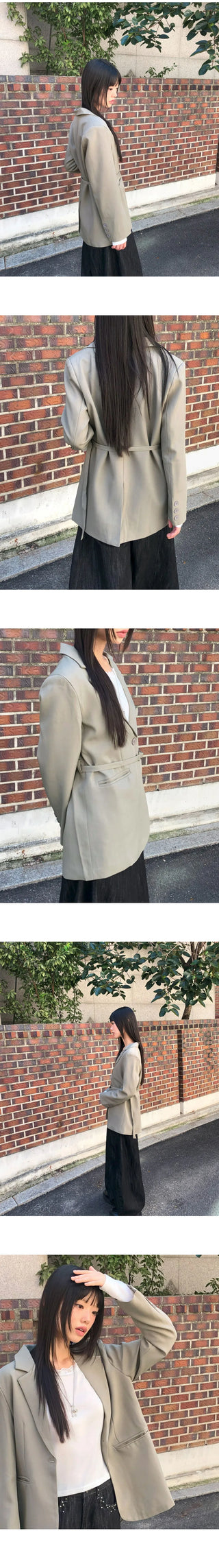 Vichy lapel collar oversized blazer jacket