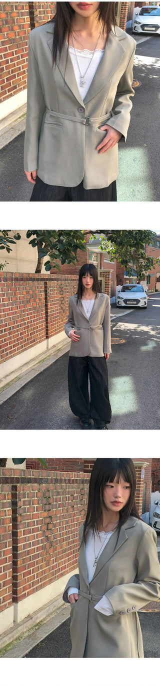 Vichy lapel collar oversized blazer jacket