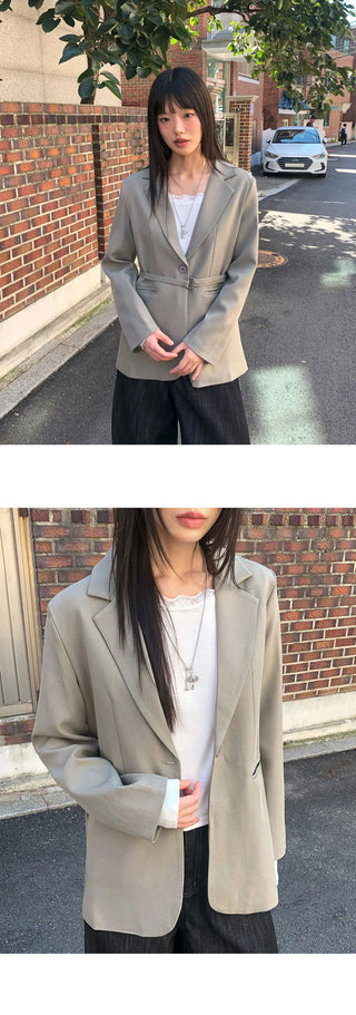 Vichy lapel collar oversized blazer jacket