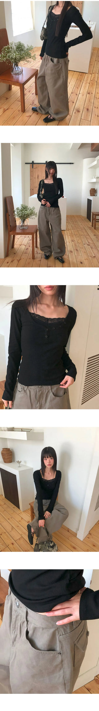 Le Jie Pocket Balloon Fit Cotton Long Pants
