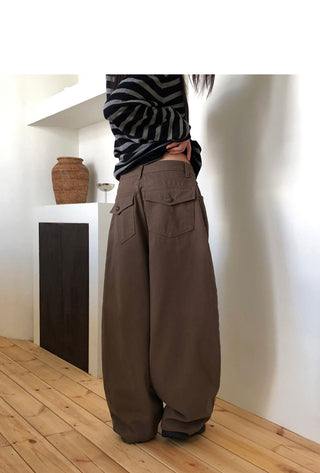 Le Jie Pocket Balloon Fit Cotton Long Pants