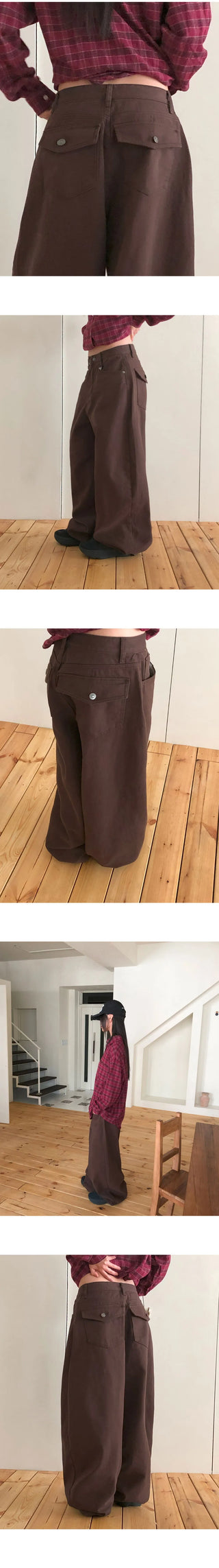 Le Jie Pocket Balloon Fit Cotton Long Pants