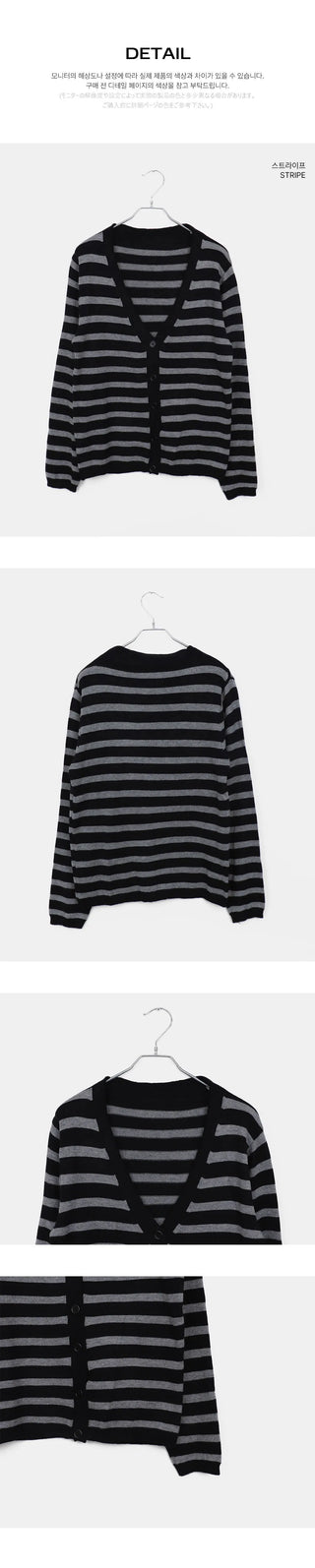 Jui Striped V-Neck Long-Sleeve Knitwear Cardigan