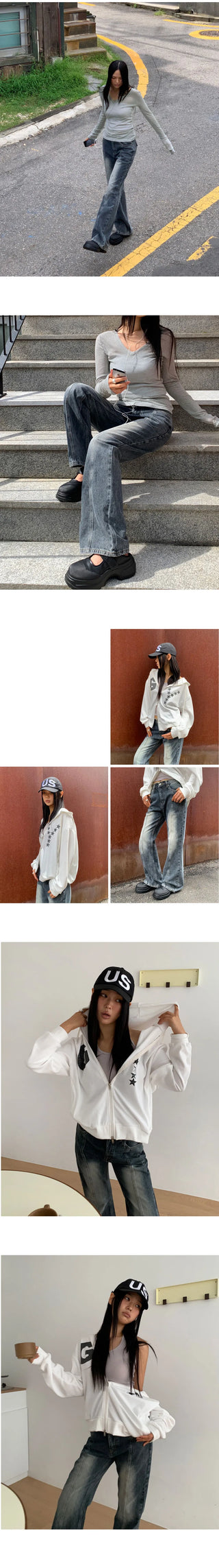 Ruhe Split surgery pocket denim Faded semi Flared long pants