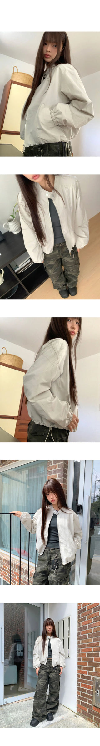 Shuni Nokara Snap Button String Pocket Crop Overfit Jacket