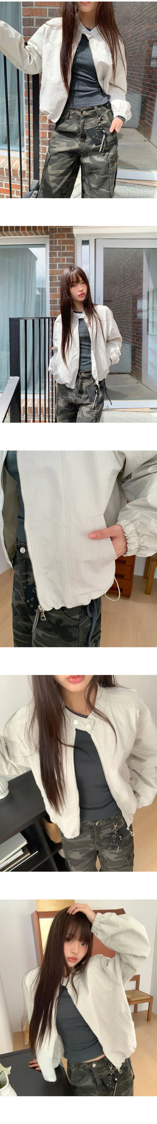 Shuni Nokara Snap Button String Pocket Crop Overfit Jacket