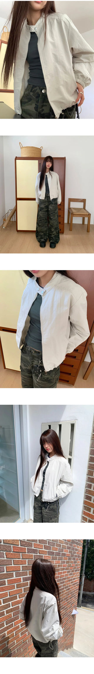 Shuni Nokara Snap Button String Pocket Crop Overfit Jacket