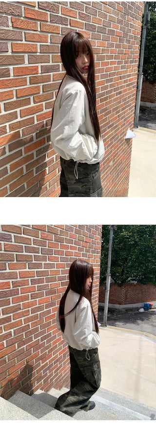 Shuni Nokara Snap Button String Pocket Crop Overfit Jacket