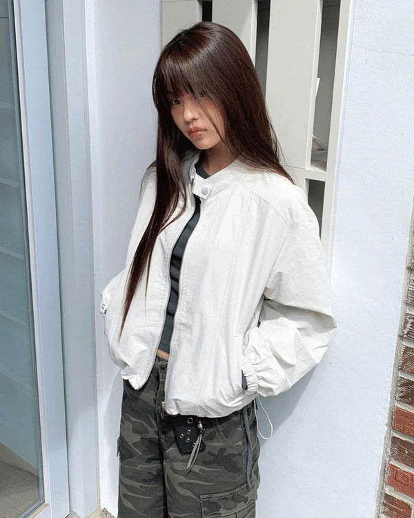 Shuni Nokara Snap Button String Pocket Crop Overfit Jacket