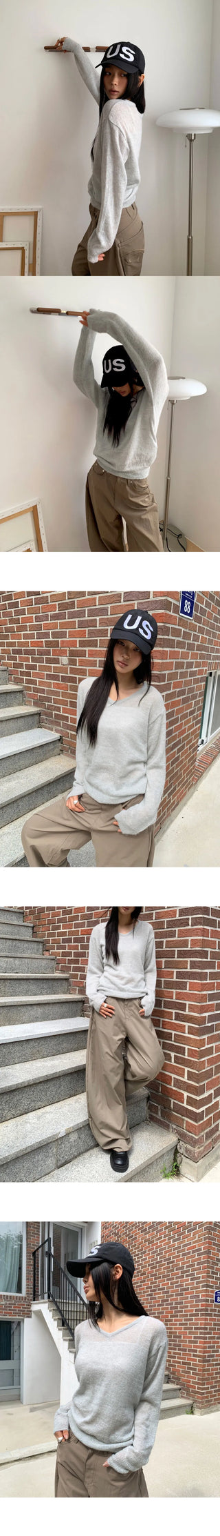 Puma Basic V-Neck Loose-fit Long Sleeve Knitwear