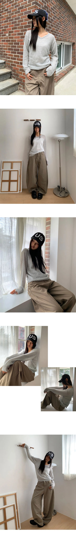 Puma Basic V-Neck Loose-fit Long Sleeve Knitwear