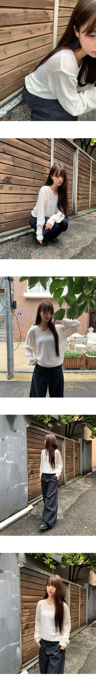 Puma Basic V-Neck Loose-fit Long Sleeve Knitwear
