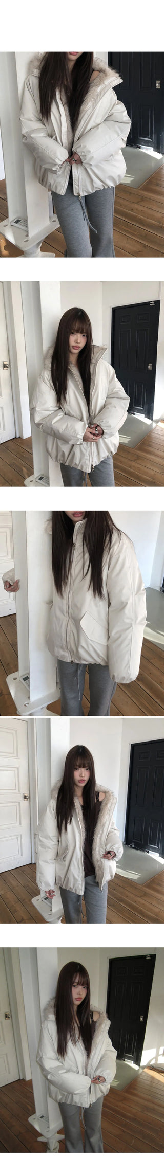 Leyou high-neck two-way fur padded Jacket