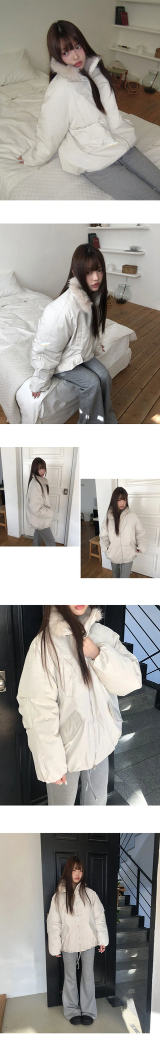 Leyou high-neck two-way fur padded Jacket