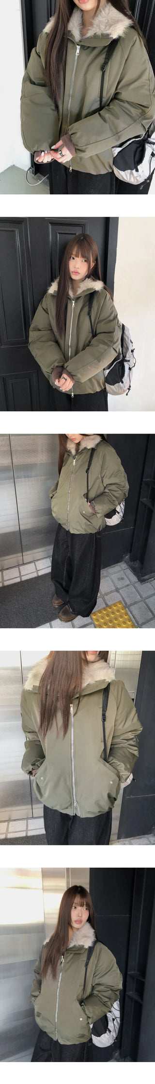 Leyou high-neck two-way fur padded Jacket