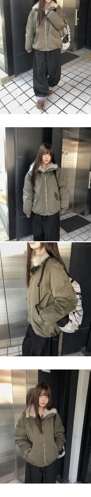 Leyou high-neck two-way fur padded Jacket