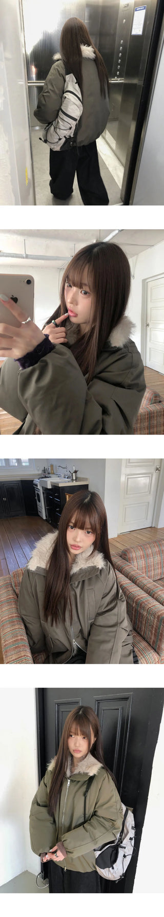 Leyou high-neck two-way fur padded Jacket