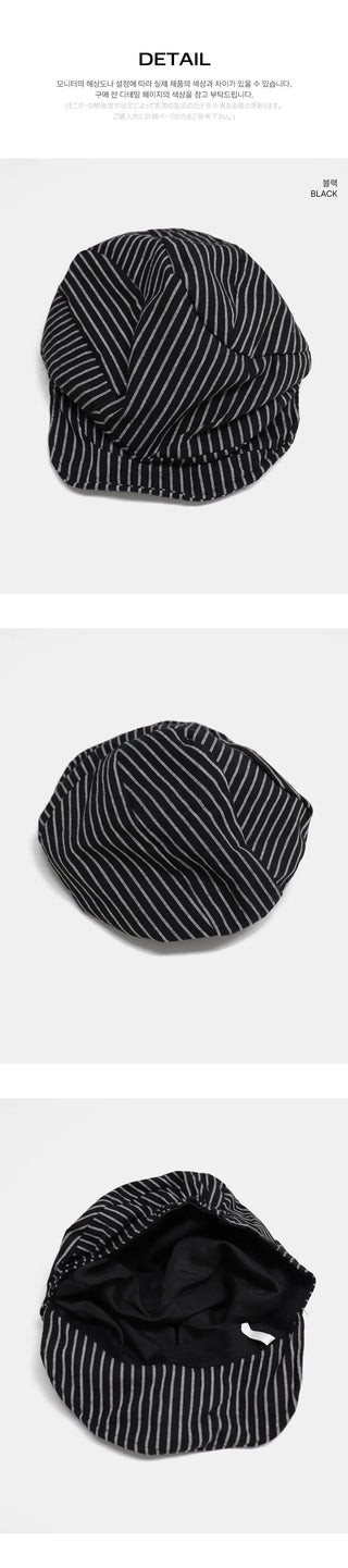 T-shirt striped pattern beret hat