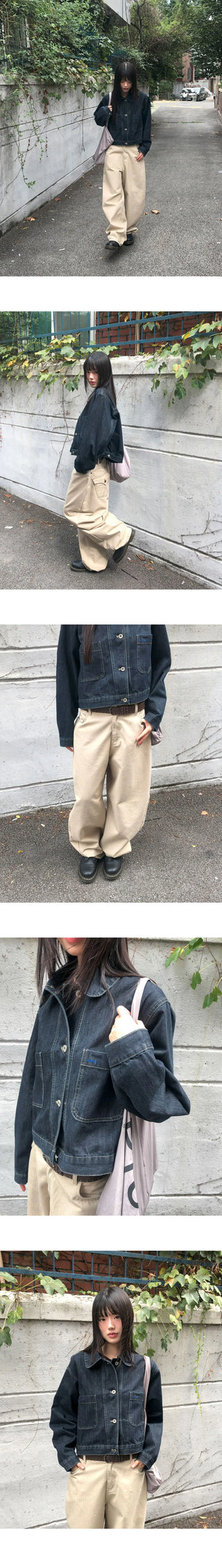 Mizen Collar Pocket Faded Denim Jacket