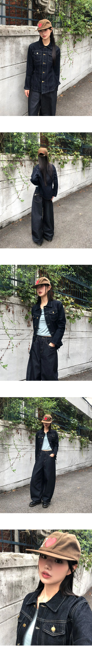 Ushi Line Pocket Denim Faded Long Sleeve Jacket