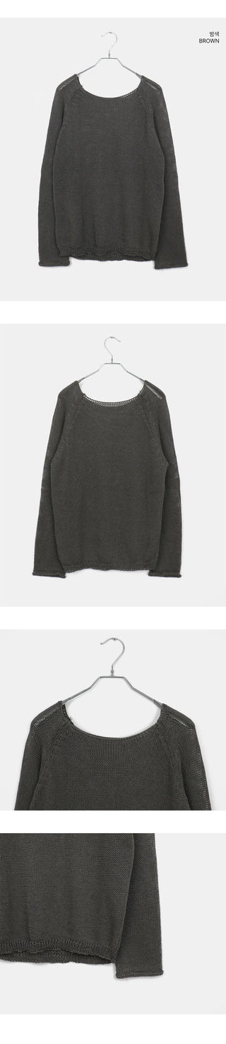 Pumi Round Neck See-Through Long Sleeve Knitwear