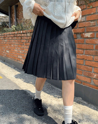 Lecha pleated midi wide skirt