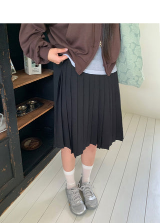 Lecha pleated midi wide skirt