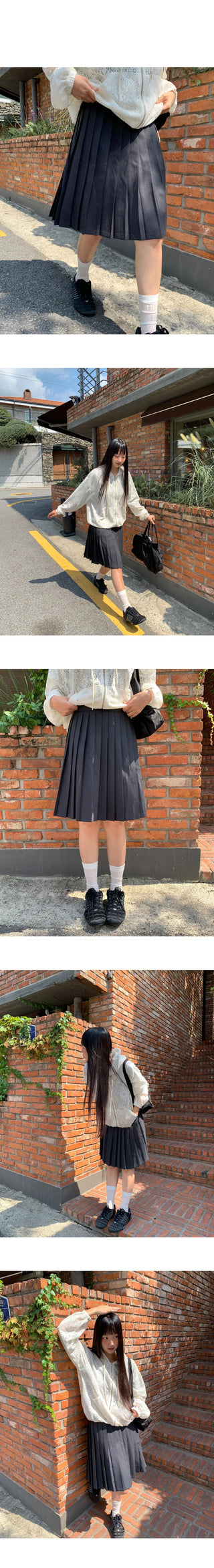 Lecha pleated midi wide skirt