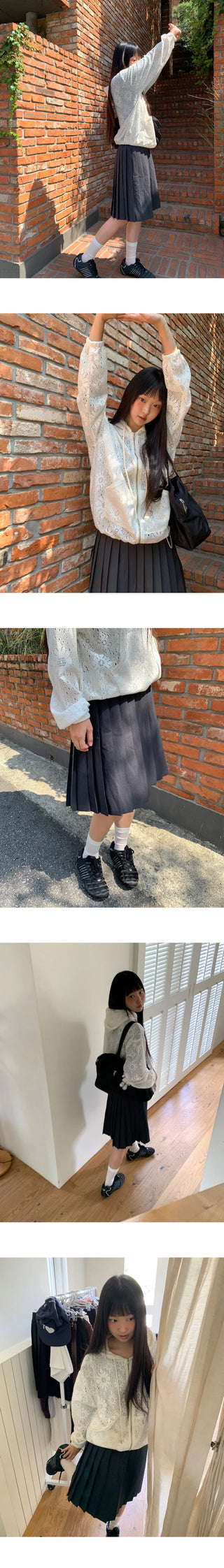 Lecha pleated midi wide skirt